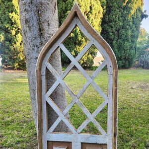 Arch Wood Farmhouse Cathedral Window Rustic Distress Wall Decor Cremito 38" H